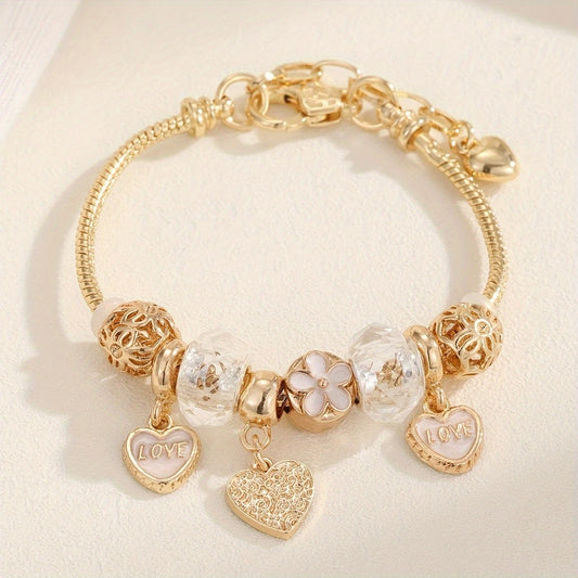 Simple Style Inlaid Shiny Rhinestone Pendant Bracelet Elegant Copper Hand Jewelry Decoration For Women