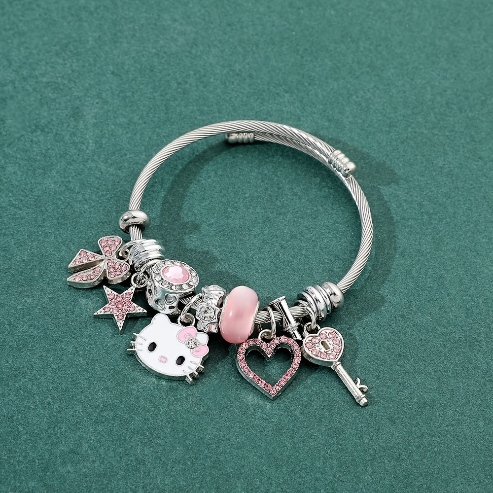 1pc Sanrio Hello Kitty Bracelets, Creative Cartoon Bangles For Girls, Sweet Gifts For Girls