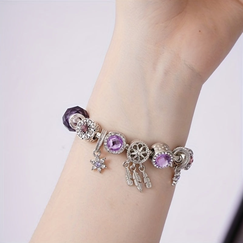 Sparkling Rhinestone Charm Bracelet con colgante de estrella-Regalo perfecto para mujeres y niñas