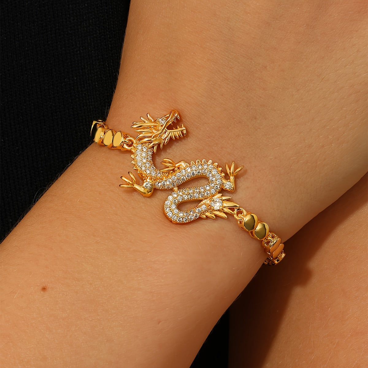 Style chinois Dragon Perlé Bracelet Plaqué Cuivre Perlé Main Bijoux Décoration Bonne Année Cadeau