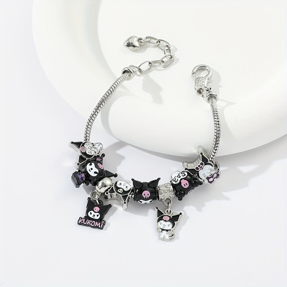 Trendy Cartoon Charms Bracelet with Cute Figure Pendant and DIY Beads - Perfect Gift for Jewelry Lovers