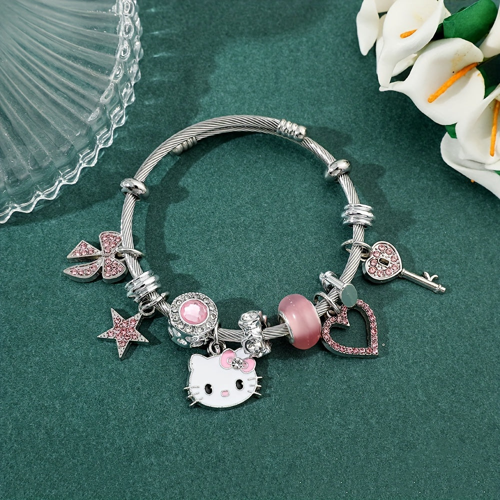 1pc Sanrio Hello Kitty Bracelets, Creative Cartoon Bangles For Girls, Sweet Gifts For Girls