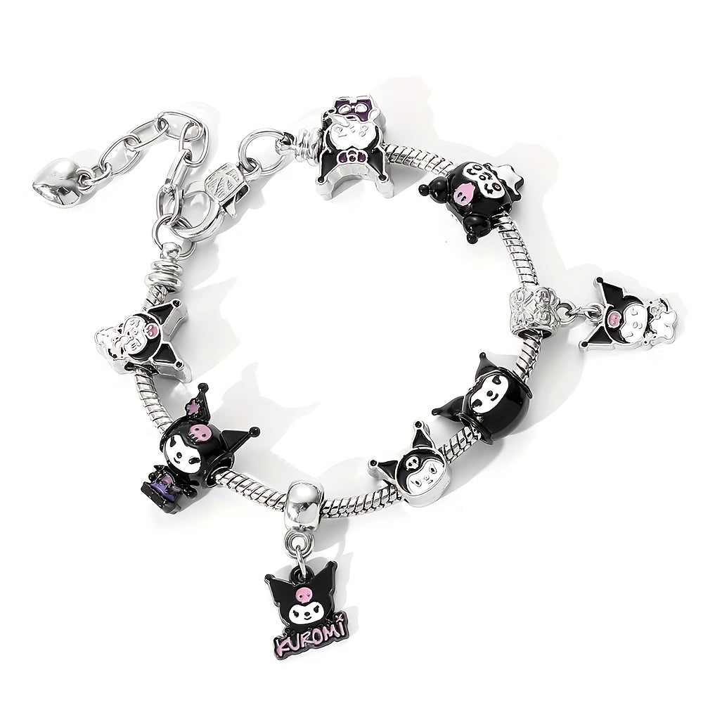 Trendy Cartoon Charms Bracelet with Cute Figure Pendant and DIY Beads - Perfect Gift for Jewelry Lovers