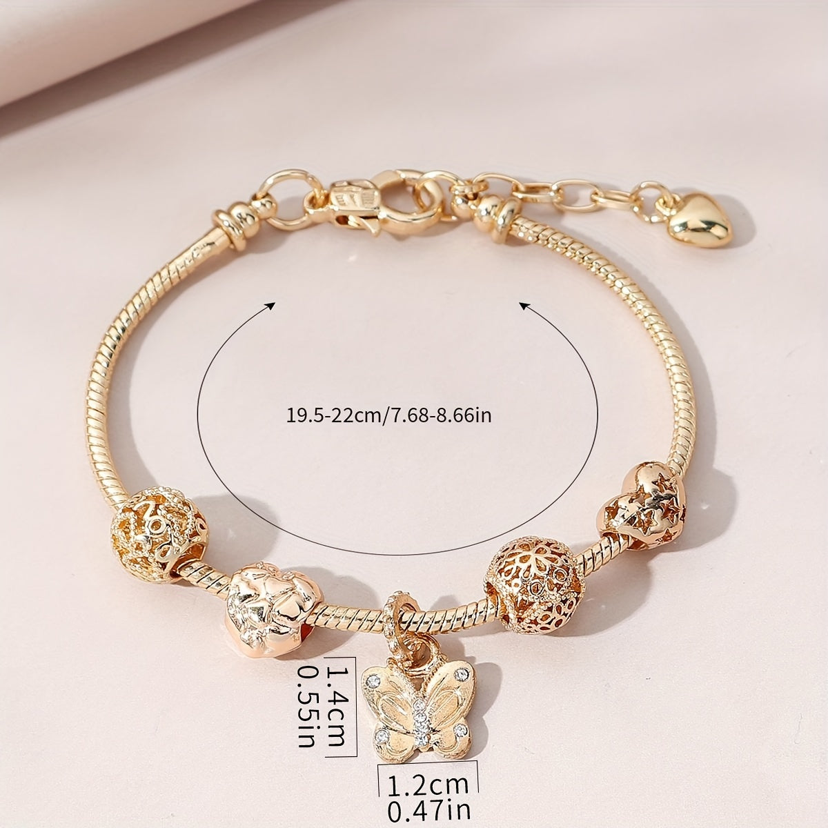 Rhinestone Detail Butterfly Charm Bracelet