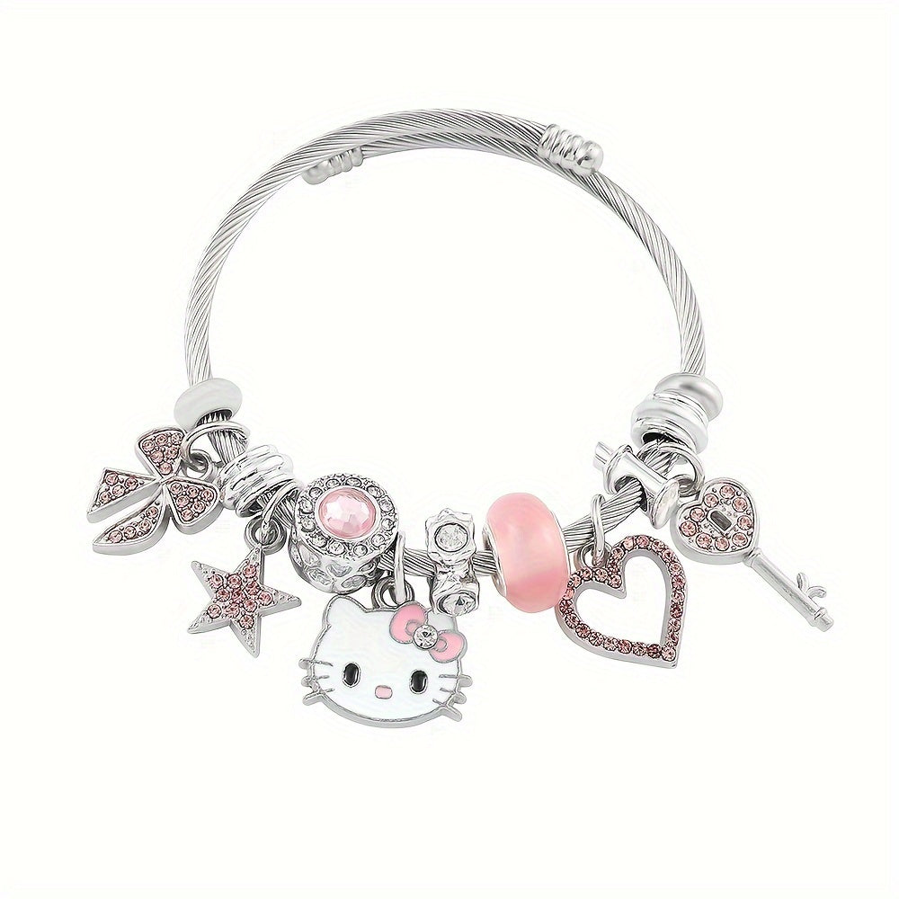 1pc Sanrio Hello Kitty Bracelets, Creative Cartoon Bangles For Girls, Sweet Gifts For Girls