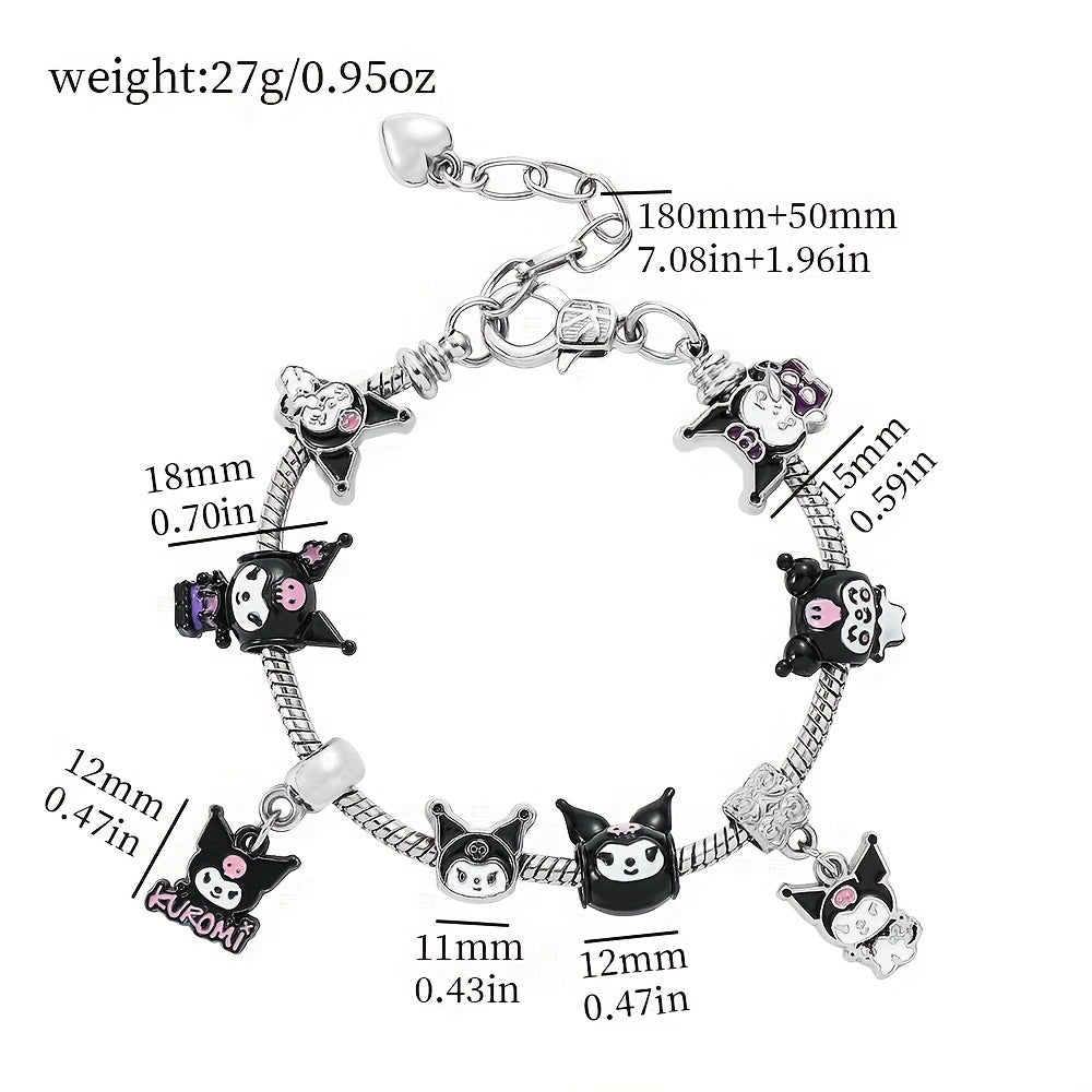 Trendy Cartoon Charms Bracelet with Cute Figure Pendant and DIY Beads - Perfect Gift for Jewelry Lovers