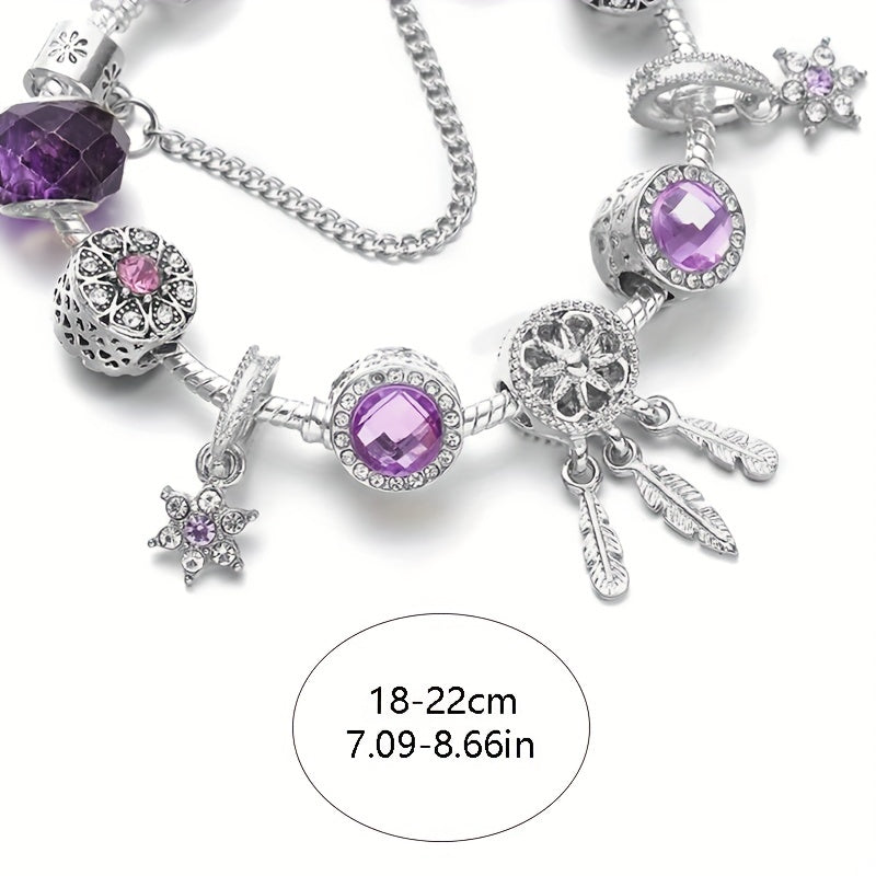 Sparkling Rhinestone Charm Bracelet con colgante de estrella-Regalo perfecto para mujeres y niñas