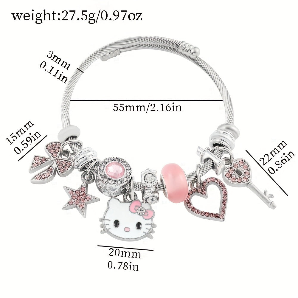 1pc Sanrio Hello Kitty Bracelets, Creative Cartoon Bangles For Girls, Sweet Gifts For Girls