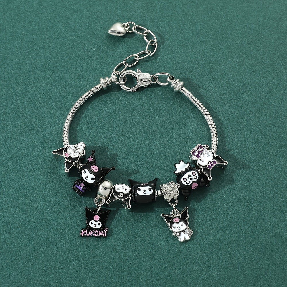 Trendy Cartoon Charms Bracelet with Cute Figure Pendant and DIY Beads - Perfect Gift for Jewelry Lovers