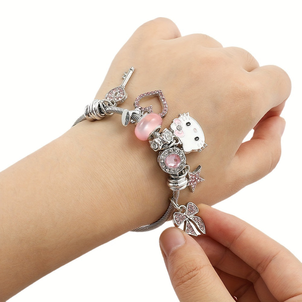 1pc Sanrio Hello Kitty Bracelets, Creative Cartoon Bangles For Girls, Sweet Gifts For Girls