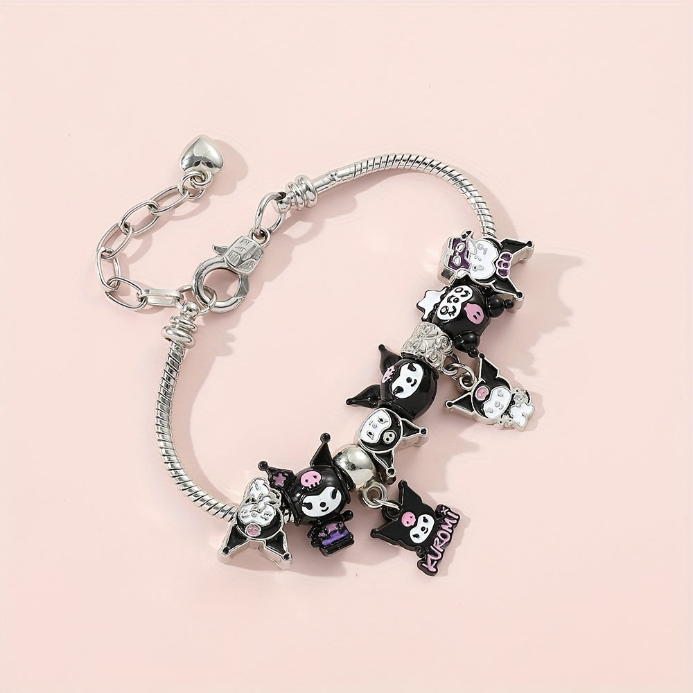 Trendy Cartoon Charms Bracelet with Cute Figure Pendant and DIY Beads - Perfect Gift for Jewelry Lovers