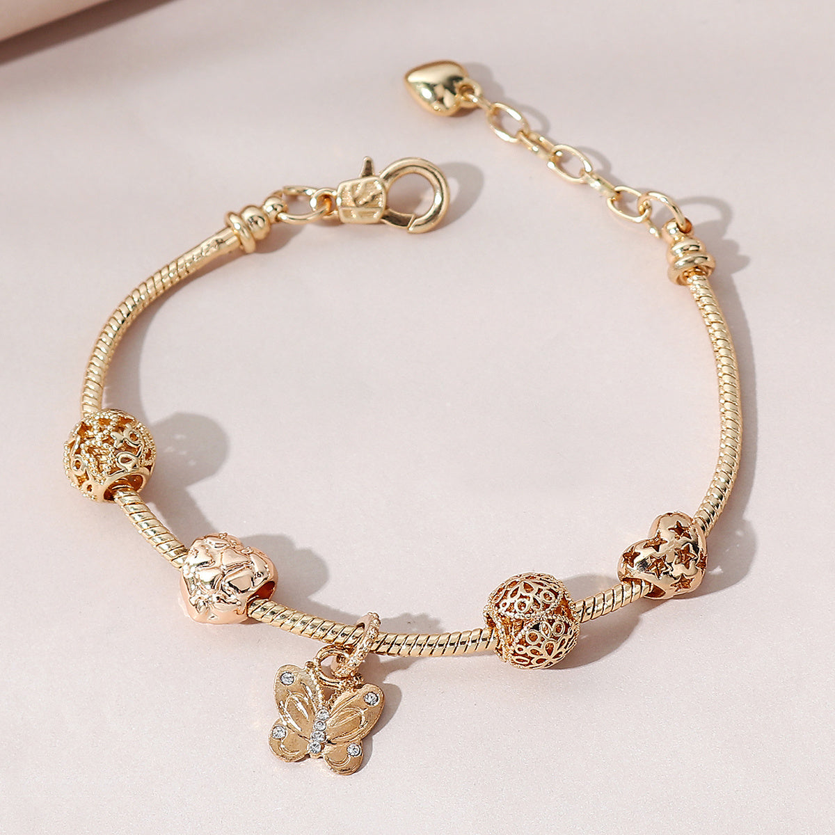 Rhinestone Detail Butterfly Charm Bracelet