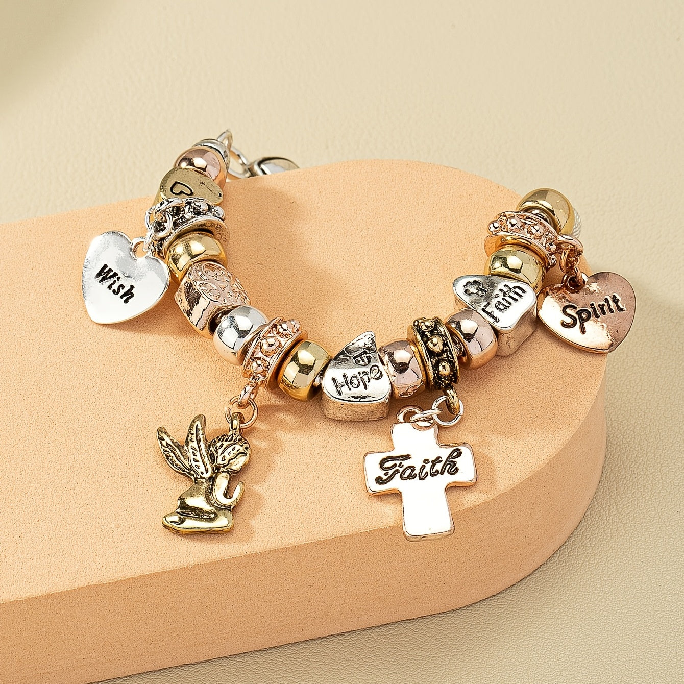 Serpent Chaîne Perlé Bracelet Croix &amp; Amour Coeur Etc Forme Pendentif Doux Alliage Bracelet Pour Femmes et Filles