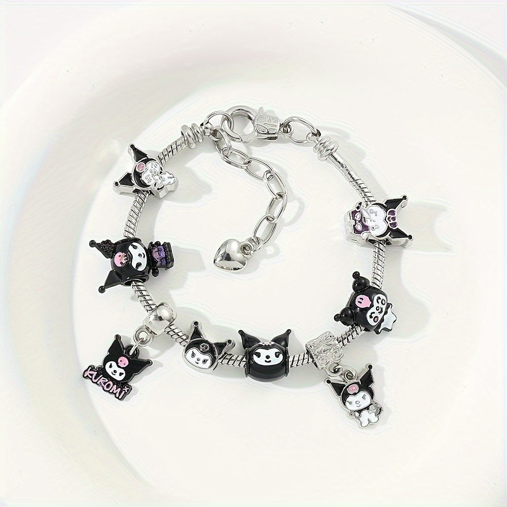 Trendy Cartoon Charms Bracelet with Cute Figure Pendant and DIY Beads - Perfect Gift for Jewelry Lovers