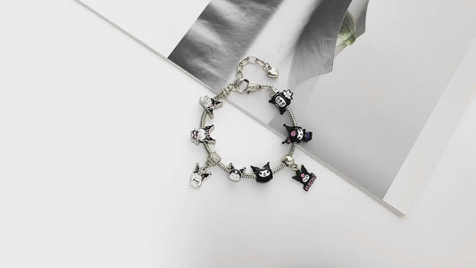 Trendy Cartoon Charms Bracelet with Cute Figure Pendant and DIY Beads - Perfect Gift for Jewelry Lovers