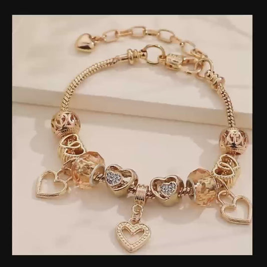 1pc Heart Shape Charm Bracelet - Boho Estilo Elegante para Mulheres - Perfeito para Namoro Diário