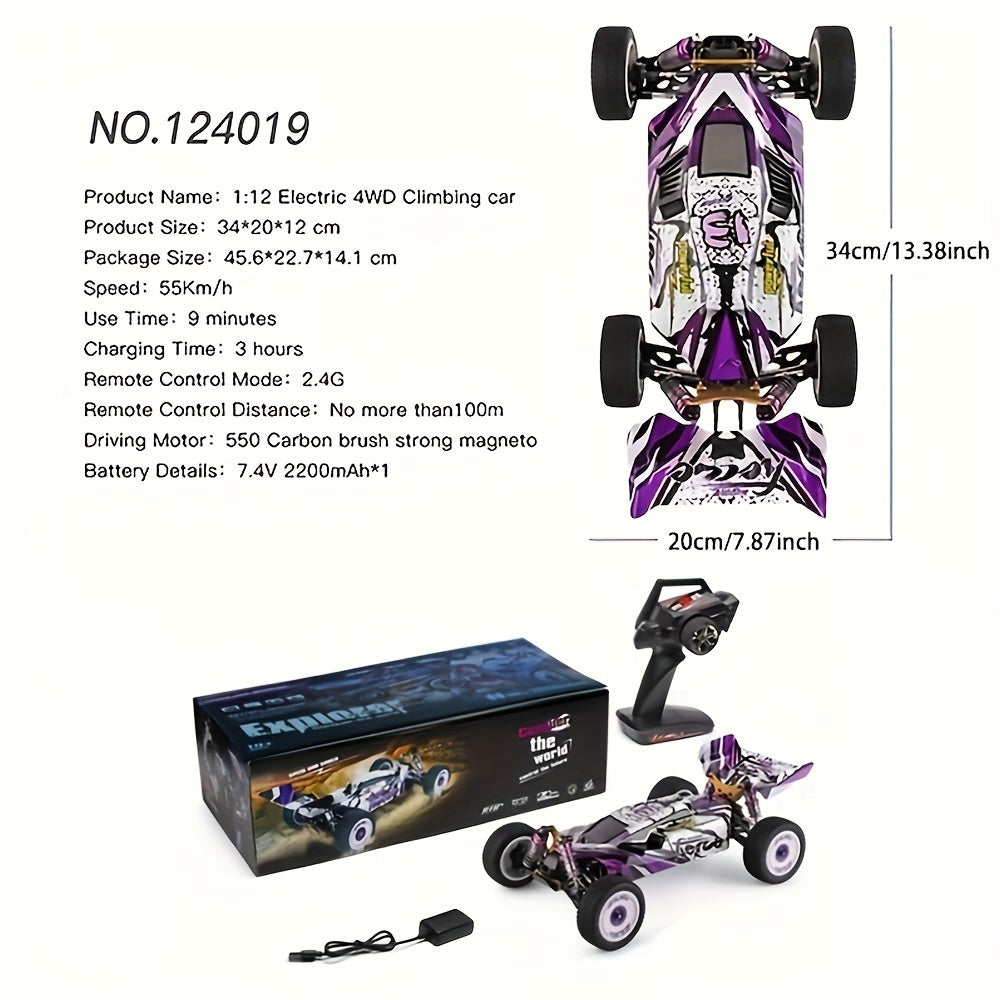 Coche RC de alta velocidad: WLtoys 124019 2,4G 4WD Off-Road Drift Racing Car - 55KM \ u002FH-Amortiguador de metal-¡Regalo perfecto para los niños!