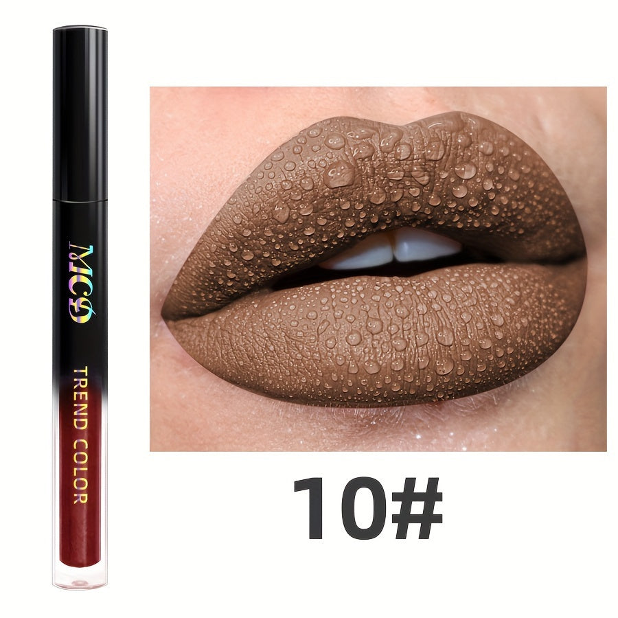 Non-Stick Long Lasting Lip Glaze Non Stick Cup Dark Color Waterproof Non Smudge Color Rendering Lip Mud