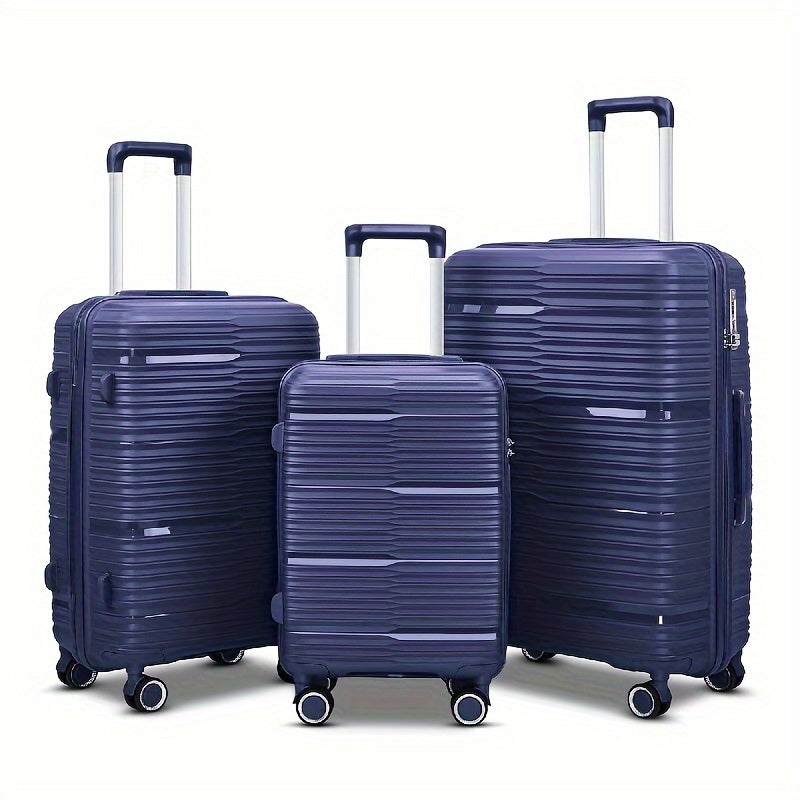 3Pcs Set 20+24+28 Inch Travel Suitcase With Spinner Wheels And Password Lock, Portable Large Capacity Luggage Case Set
