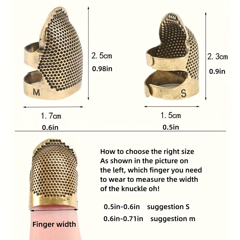 2pca Sewing Thimble Finger Protector, Adjustable Finger Metal Shield Protector Pin Needles Sewing Quilting Craft Accessories DIY Sewing Tools