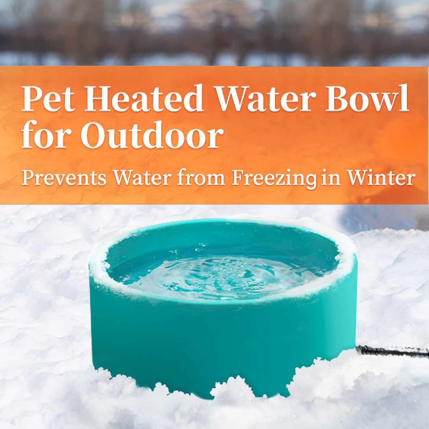 Dog Water Heated Bowl, 108oz Large Capacity Dog Feeding Basin With Long Chewable Cable, Temperature Control Pet Bowl For Outdoor Supply