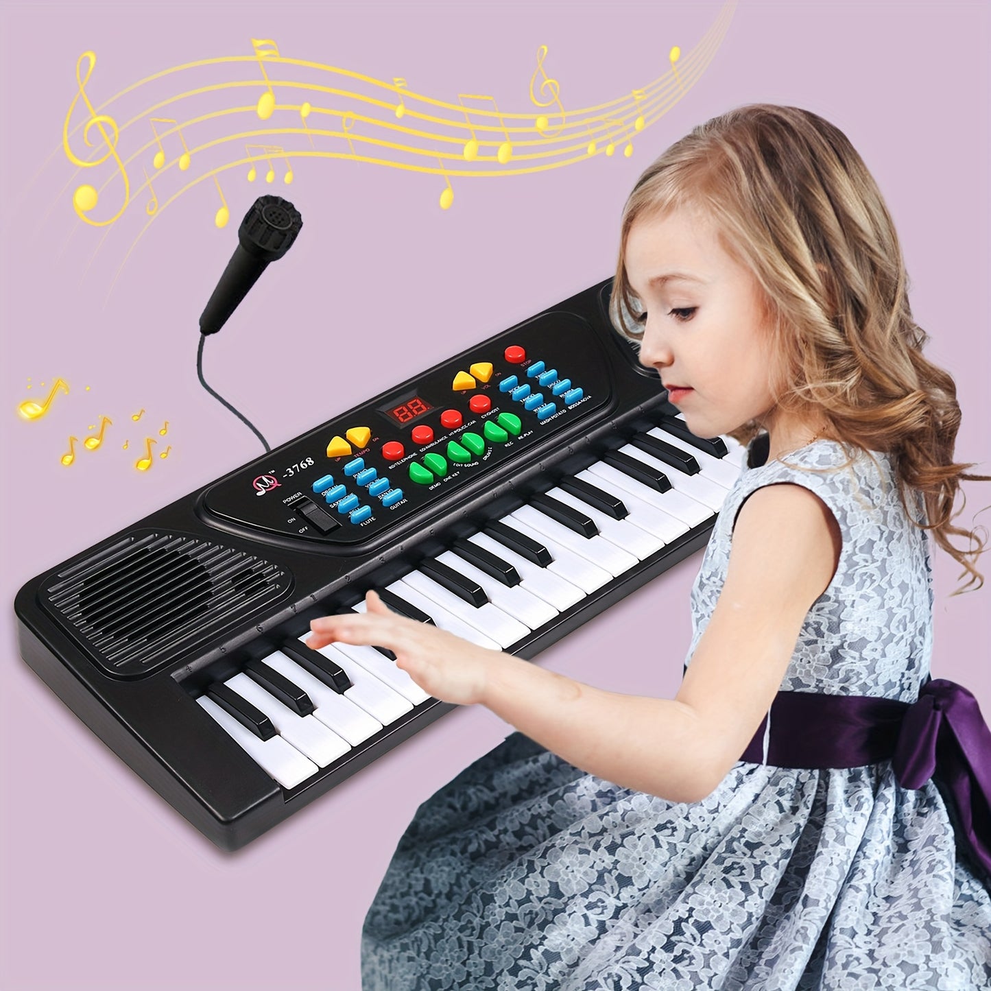 37 Keys Single Channel Electronic Piano Keyboard:  Portable Musical Instruments, Birthday Education Gifts, Music Toys Suitable For 3, 4, 5, 6, 7, Year Old Boys And Girls, Christmas, Gifts! With Microphone