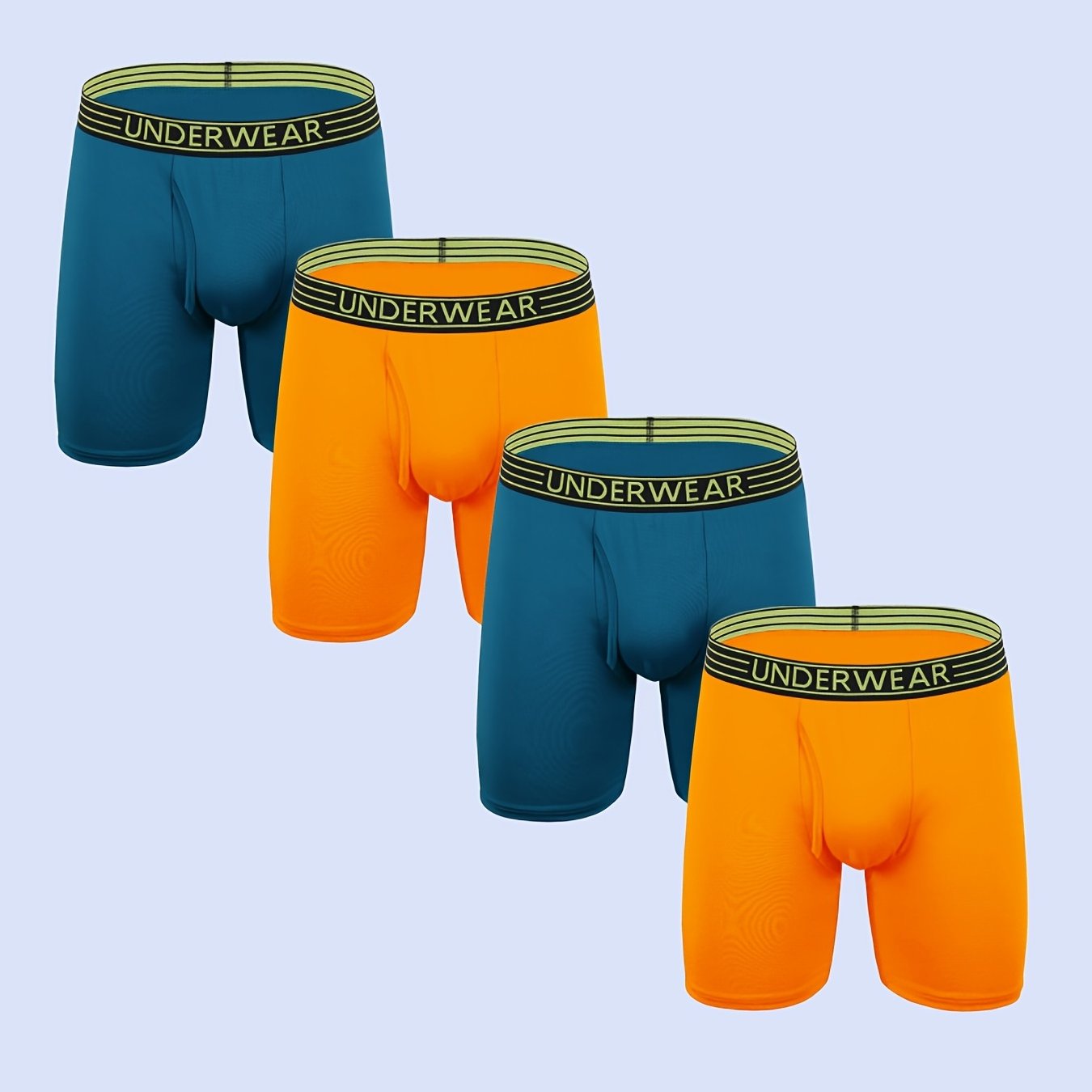 4pcs Men's Boxer Briefs, Trendy Letters Print Underwear, Breathable Soft Underpants, Plus Size