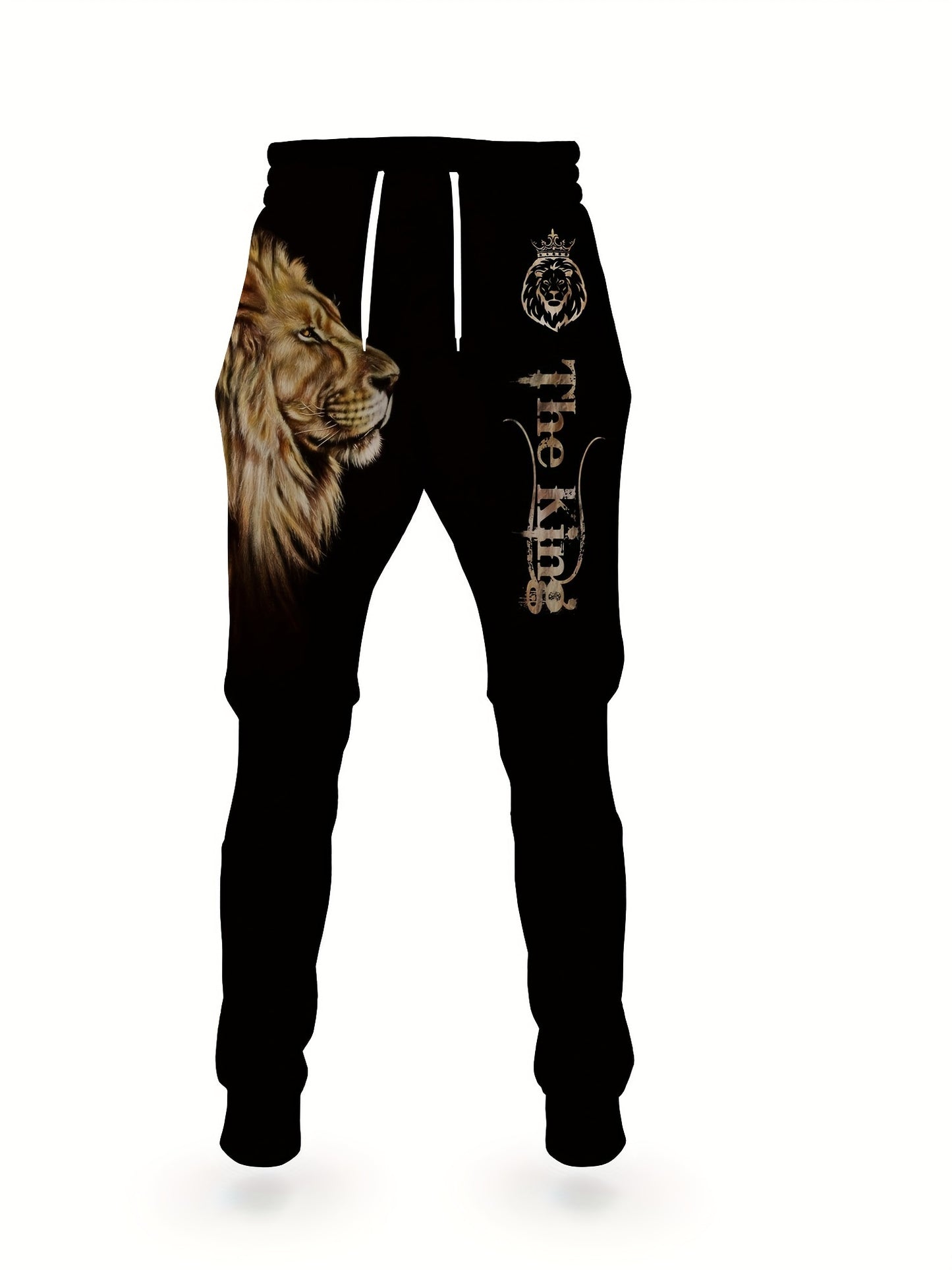 Men's Lion The King Pattern Fashion Novelty Pajamas Loungewear Set, Hoodie And Sweatpants Set, Long Sleeve Sweatshirts Jogger Pant, Outfits For Men