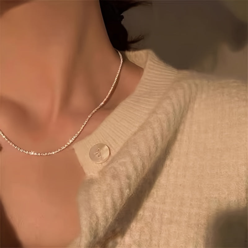 925 Sterling Silver Necklace Female Silver Chain Without Pendant 925 Clavicle Chain Naked Chain Galaxy Chain Thin Chain Stacked