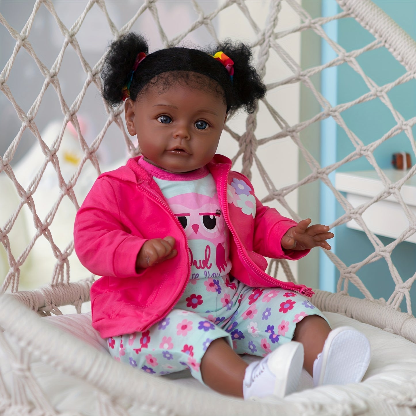 High Quality Hand Painted 24 Dark Brown Reborn Toddler Doll With Soft Cloth Body And Rooted Hair , Halloween\u002FThanksgiving Day\u002FChristmas Gift