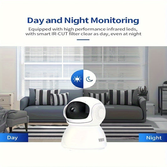 Câmera interna inteligente 1080P 5Ghz de 1 unidade, WiFi de banda dupla, detecção automática de som de rastreamento, vídeo CCTV seguro, monitor de câmera IP sem fio interna, presente de Halloween, presente de Ação de Graças, presente de Natal