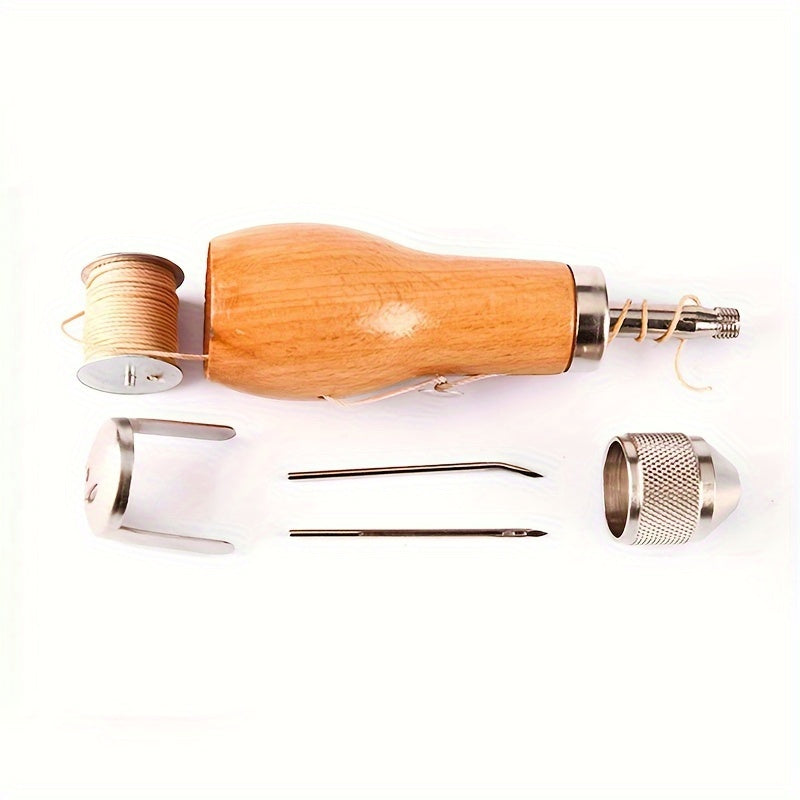 Kit de furador de costura de 1 peça Kit de furador de costura de couro portátil, incluindo furador de reparo de costura portátil, linhas retas com chave de fenda pequena para artesanato DIY, selas de reparo de lona de couro, assento de casaco