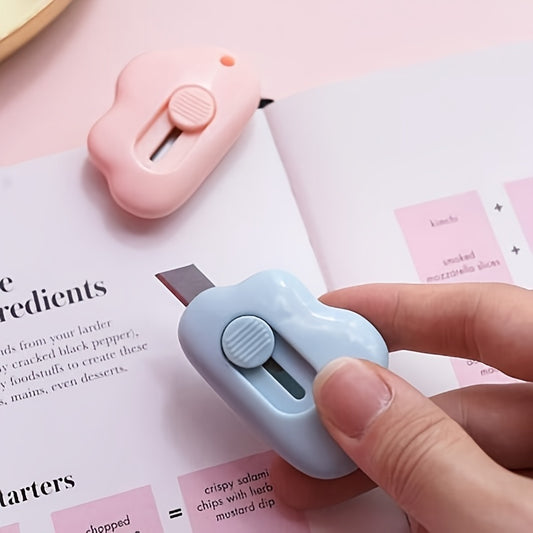 (3pcs\u002Fset)Cute Cloud Color Mini Portable Utility Knife Paper Cutter Cutting Paper Razor Blade Office Stationery (Blue,Pink,White)