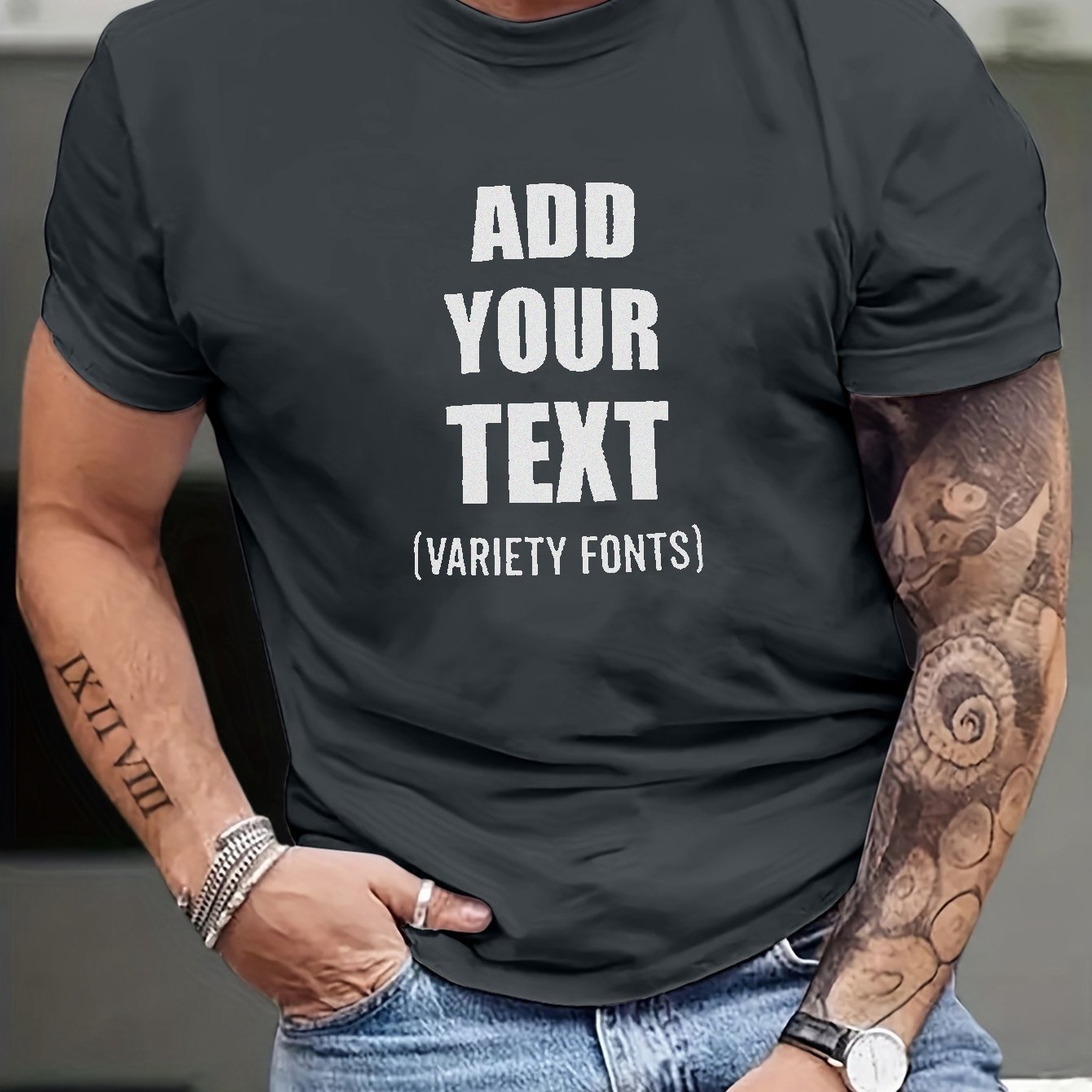 Añada su camiseta gráfica de la prueba para los hombres, más la camiseta ocasional del verano del tamaño para el hombre grande y