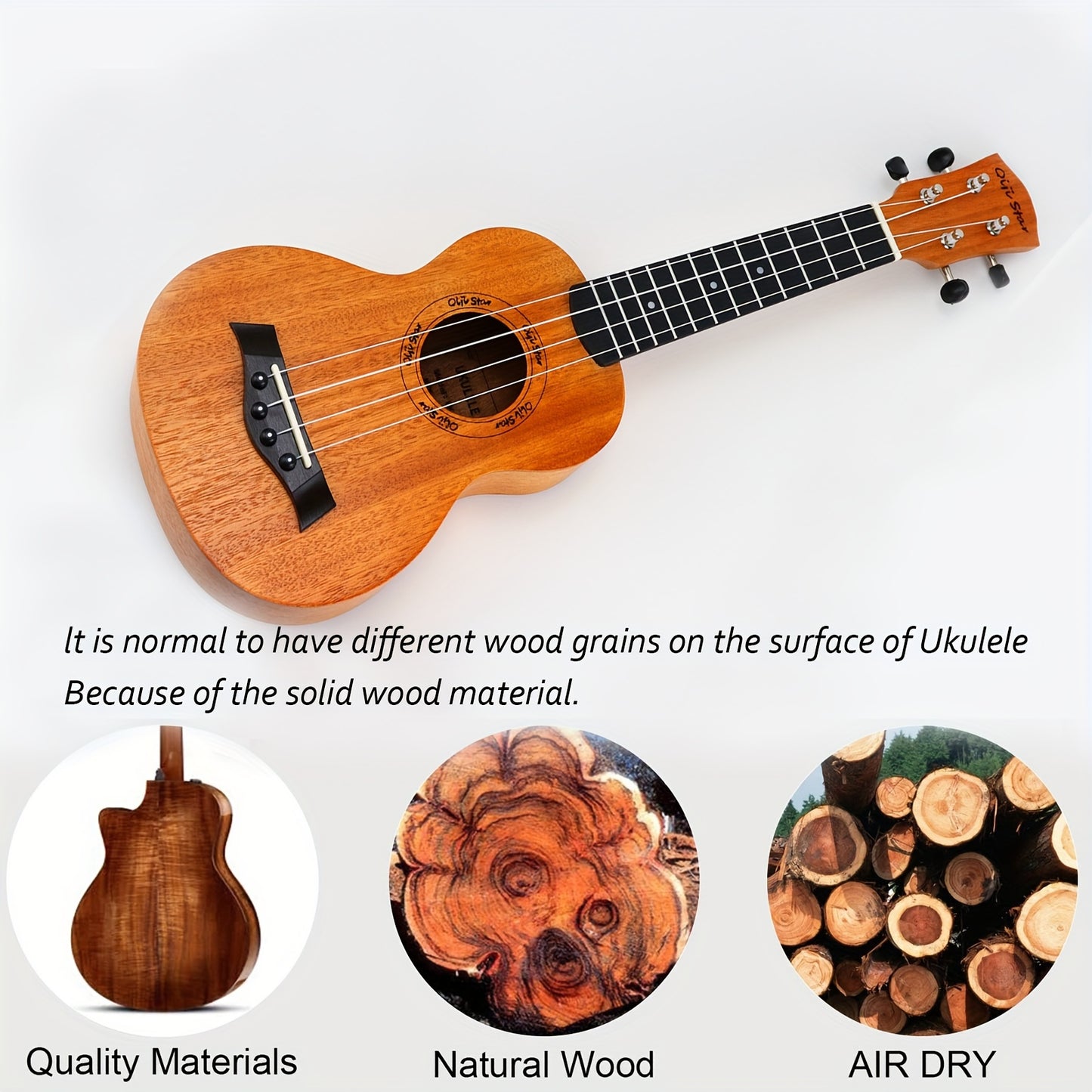 High-Quality 21-Inch Peachwood Ukulele, Natural Wood Color, With Archback Design For Enhanced Resonance. Perfect Gift For Adult Beginners And Hawaiian Style Play. Ideal Christmas Or Birthday Present.