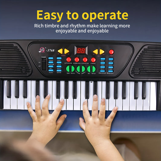 37 Keys Single Channel Electronic Piano Keyboard:  Portable Musical Instruments, Birthday Education Gifts, Music Toys Suitable For 3, 4, 5, 6, 7, Year Old Boys And Girls, Christmas, Gifts! With Microphone