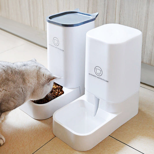 Automatic Pet Feeder with Double Food Bowls and Water Dispenser - Perfect for Cats and Small Dogs, Includes Cat Water Fountain