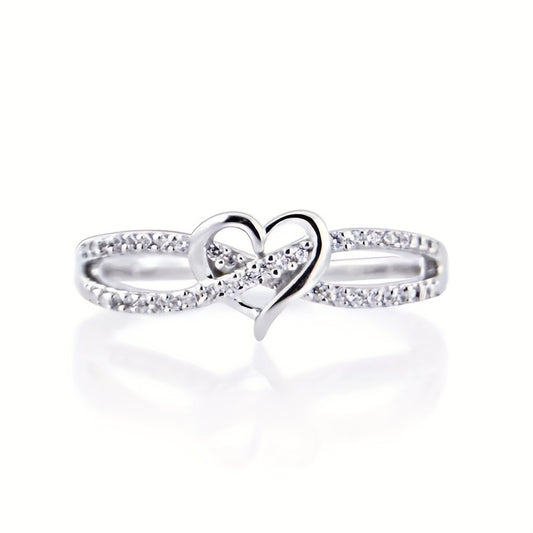 1pc 925 Sterling Silver Ring Trendy Heart Shape Penetrated With Infinity Sign Symbol Of Loyalty And Romance Unique Gift For Your Love Match Daily Outfits