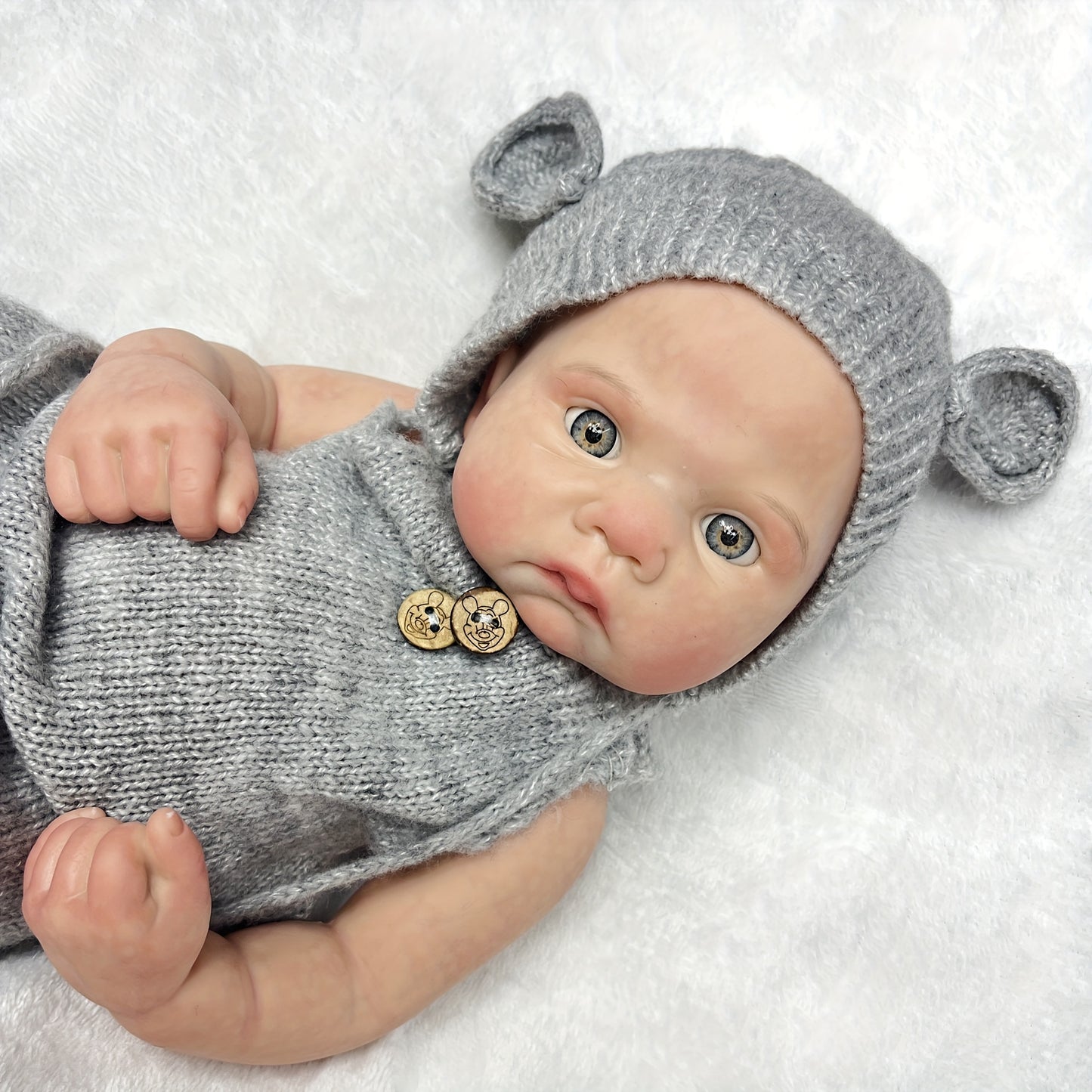 16 Inch Cute Silicone Reborn Doll, Full Body Soft Solid Silicone Bebe Reborn Dolls, Oil Painted Newborn Baby Dolls, Birthday Gift, Christmas Gift