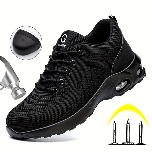Men's Steel Toe Puncture Proof Anti-skid Work Safety Shoes, Breathable Industrial Construction Sneakers