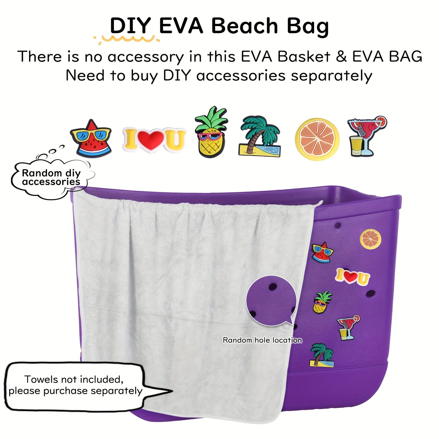 Waterproof EVA Beach Bag, Portable Handbag For Outdoor Sports, Trendy Travel Beach Boat Swimming Tote Bag