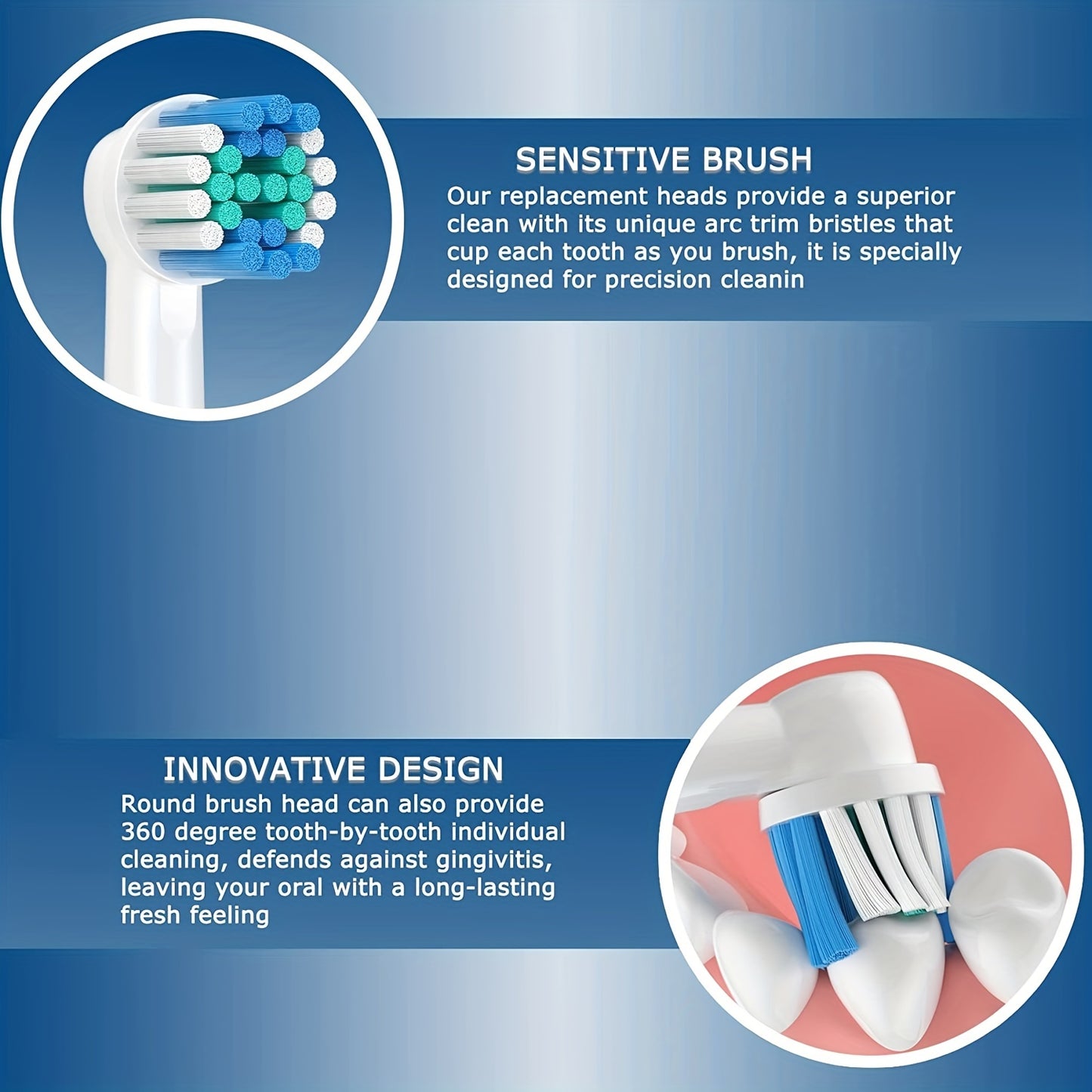 Replacement Heads Compatible With Braun Oral B Electric Toothbrush, Sensitive Toothbrush Heads For Pro 1000\u002F9000\u002F 500\u002F3000\u002F8000\u002FSmart\u002FGeinus Toothbrush-16 Pack