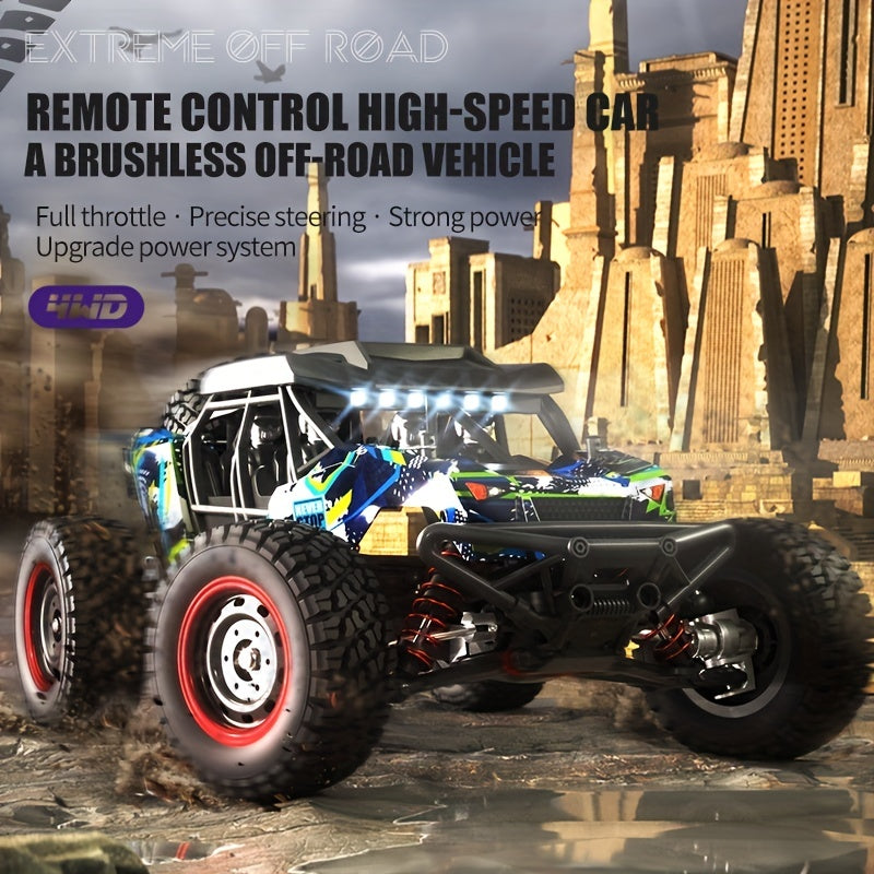 1:16 High-Speed Brushless Off-Road Vehicle: 4WD Sports Car With Metal CVD Front Drive Shaft, Metal Rear Dog Bone, Metal Wheel Cup,  Metal Front And Rear Arm Code, Metal Drive Shaft, And LED Light