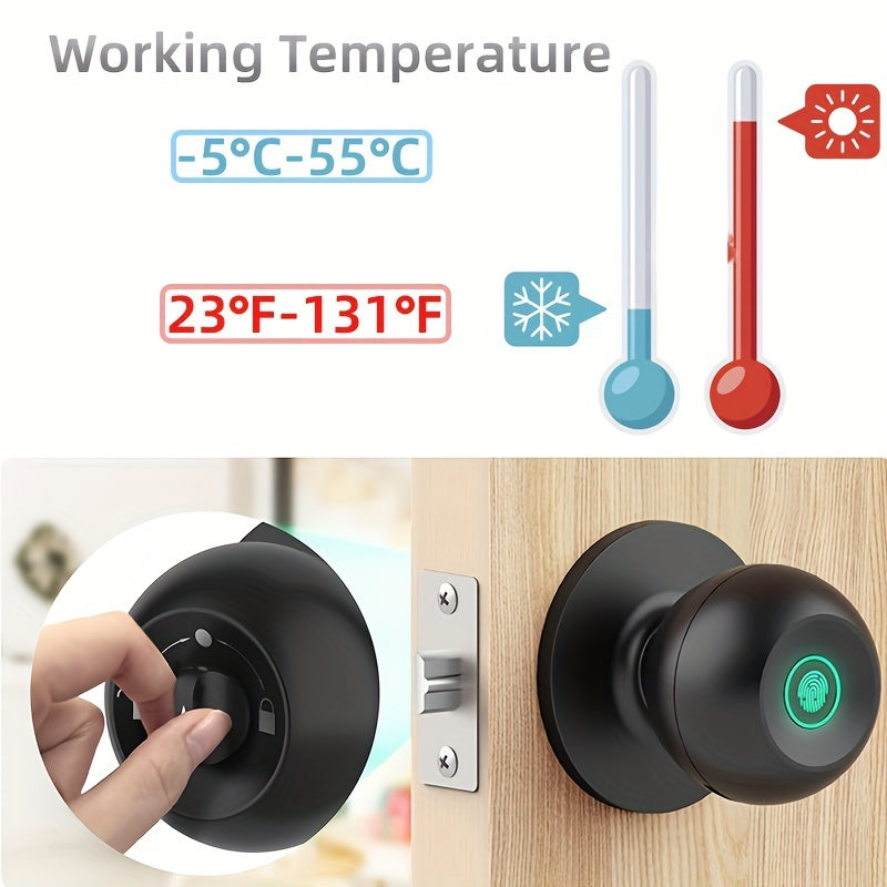 Smart Door Knob, Fingerprint Door Lock Smart Lock Biometric Door Lock Fingerprint Door Knob With App Control, Suitable For Bedroom,Cloakroom,Apartments Offices,Hotels - S10Y