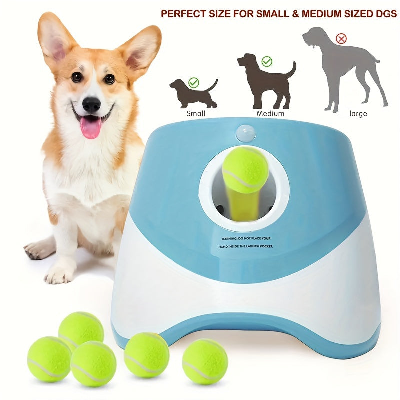 Pet Tennis Launcher Dog Toy With 6pcs Tennis Ball, Ball Throwing Pinball Machine, Throwing Ball Walking Dog Ball Throwing Machine Divine Tool Automatic Serve Machine