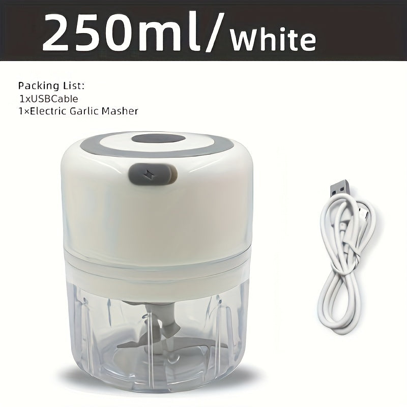 1 Piece Of 8.45oz Capacity, USB Rechargeable Cooking Machine, Kitchen Garlic Mixer, Electric Shredder, Small Automatic Cooking Machine, Multi Scene Use Tools, Various Colors,