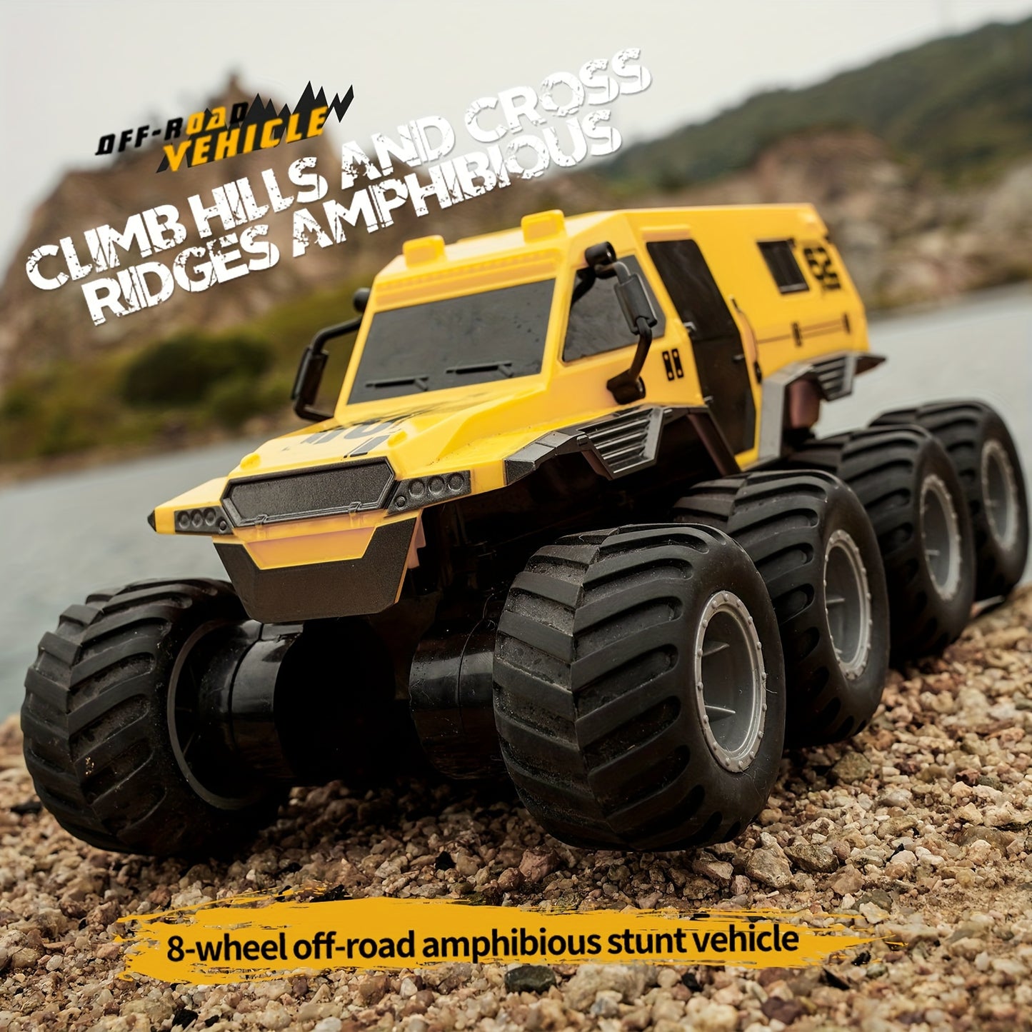 2.4GHZ 8-Wheel Off-road Amphibious Stunt Vehicle With High Speed Running, All Terrains Available, Waterproof Design, Long Running Distance, Birthday Christmas Gifts Toy Car