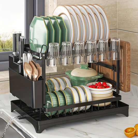 1pc cocina desmontable plato de almacenamiento y drenaje rack, hogar de gran capacidad vajilla filtro de agua estante de almacenamiento estante, titular de tazón, estante de plato, portavasos, tablero de drenaje, cubiertos rack, accesorios de cocina para 