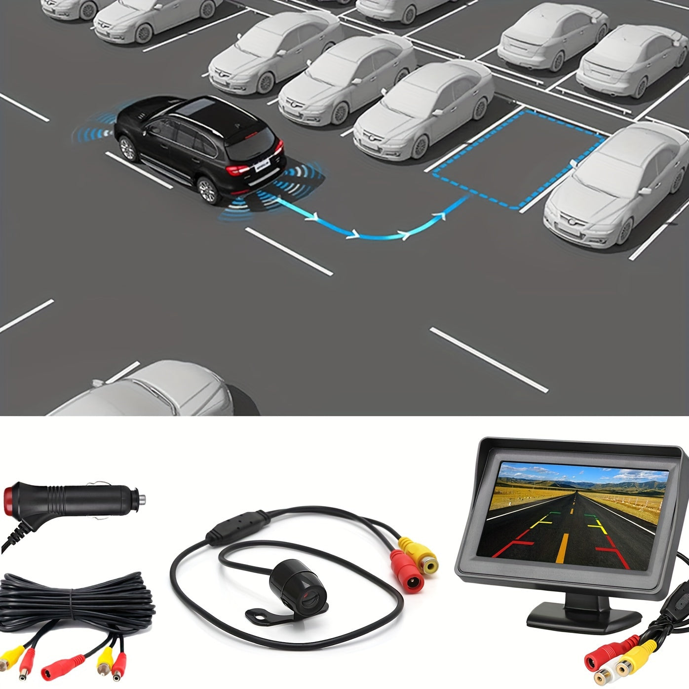 Atualize seu carro com uma câmera reversa HD à prova d&#39;água e tela 4.3