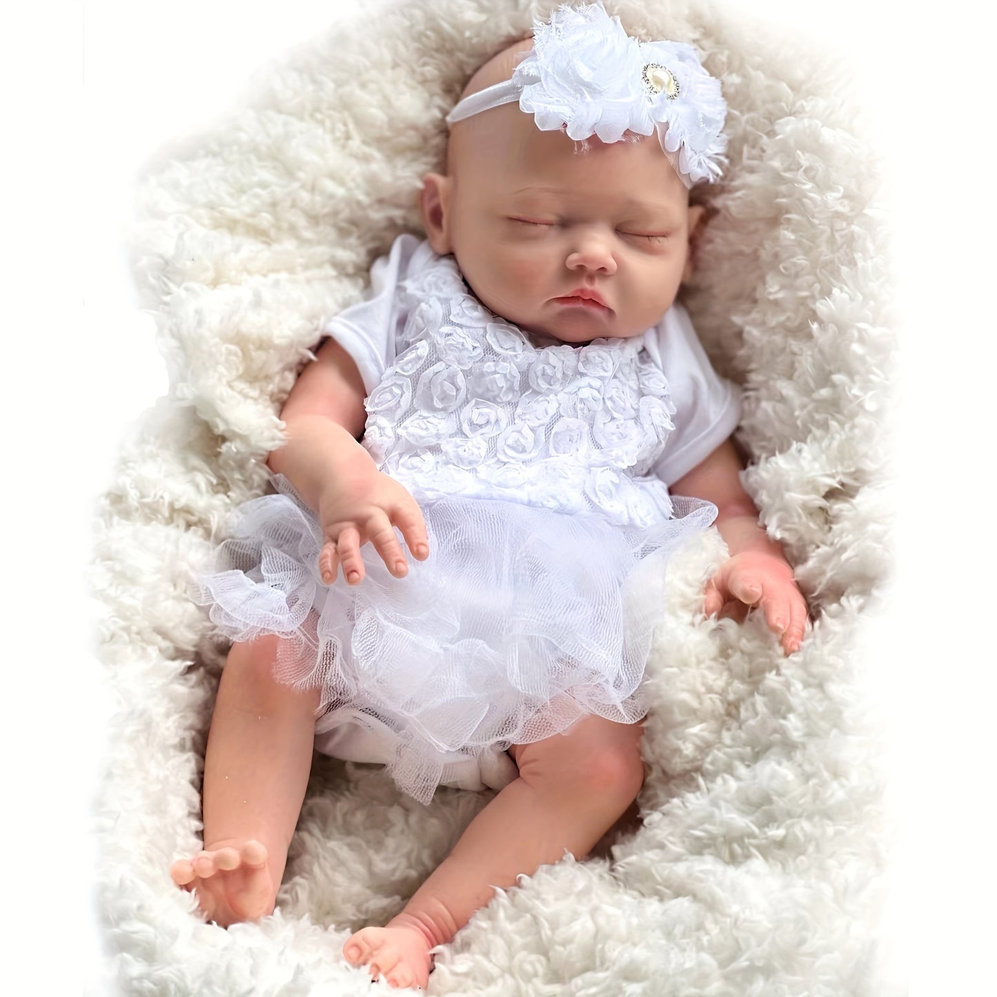 18 Inch\u002F45 CM Sleeping Whole Silicone Reborn Dolls, Full Body Soft Solid Silicone Reborn Doll, Artist Painting Dolls, Christmas Gift